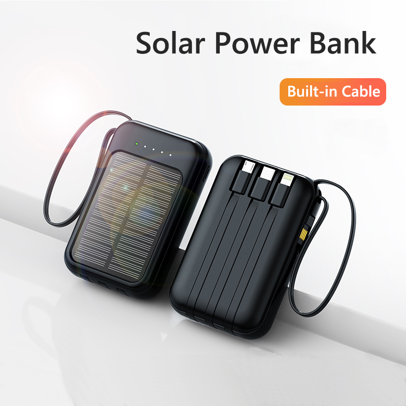 Solar Charger Panel Foldable - 50000 mAh zonne-energiebank Ingebouwde kabels Zonnelader