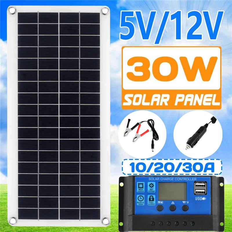 Solar Charger Panel Foldable - Zonnepaneel Kit 30W 12V Dual USB